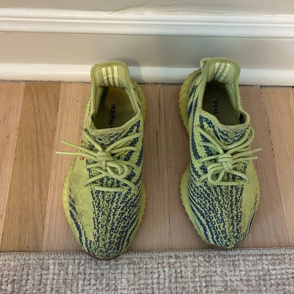 Yeezy Boost 350 V2 Yellow and Gray Sneakers - Picture 2 of 5